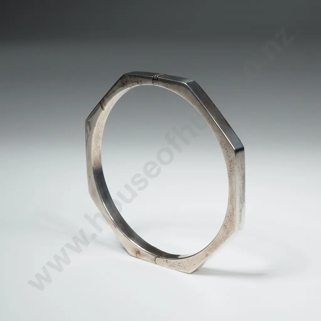 Modern Sterling Silver Snap Bangle Image 1++