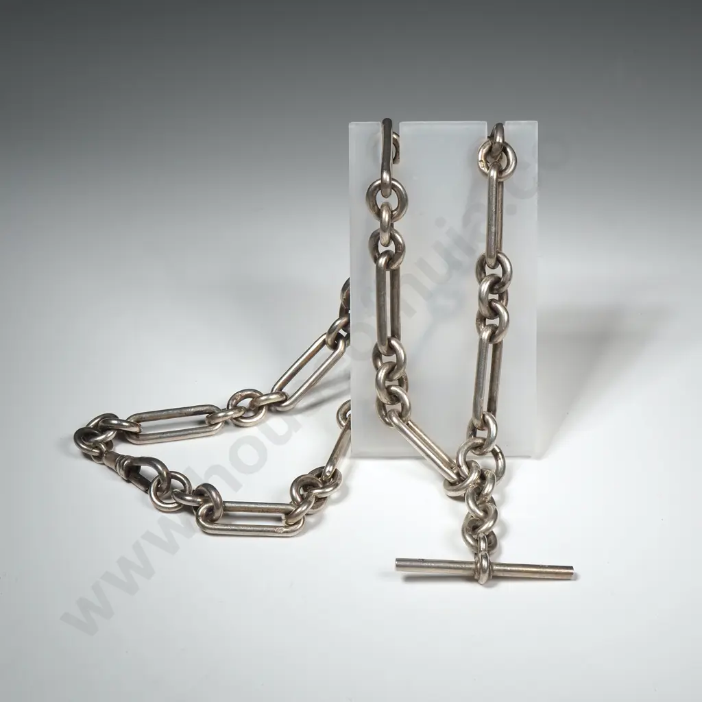 Heavy Modern Sterling Silver Double Albert Chain Image 1++