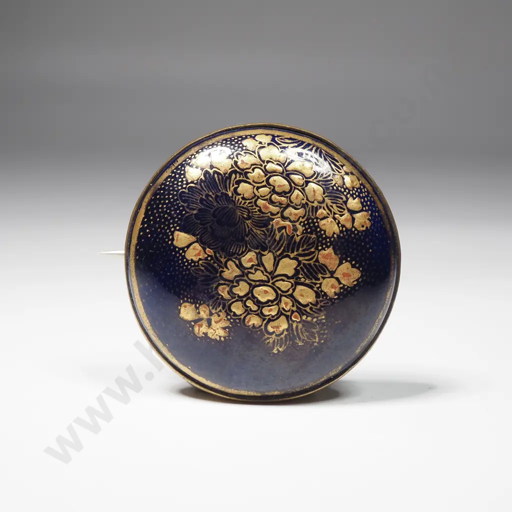 Vintage Oriental Brooch in Blues & Golds Image 1++