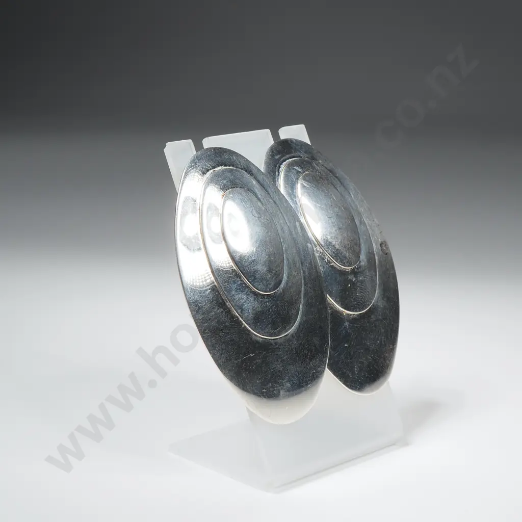 Huge Sterling Silver Oval Earrings Image 1++