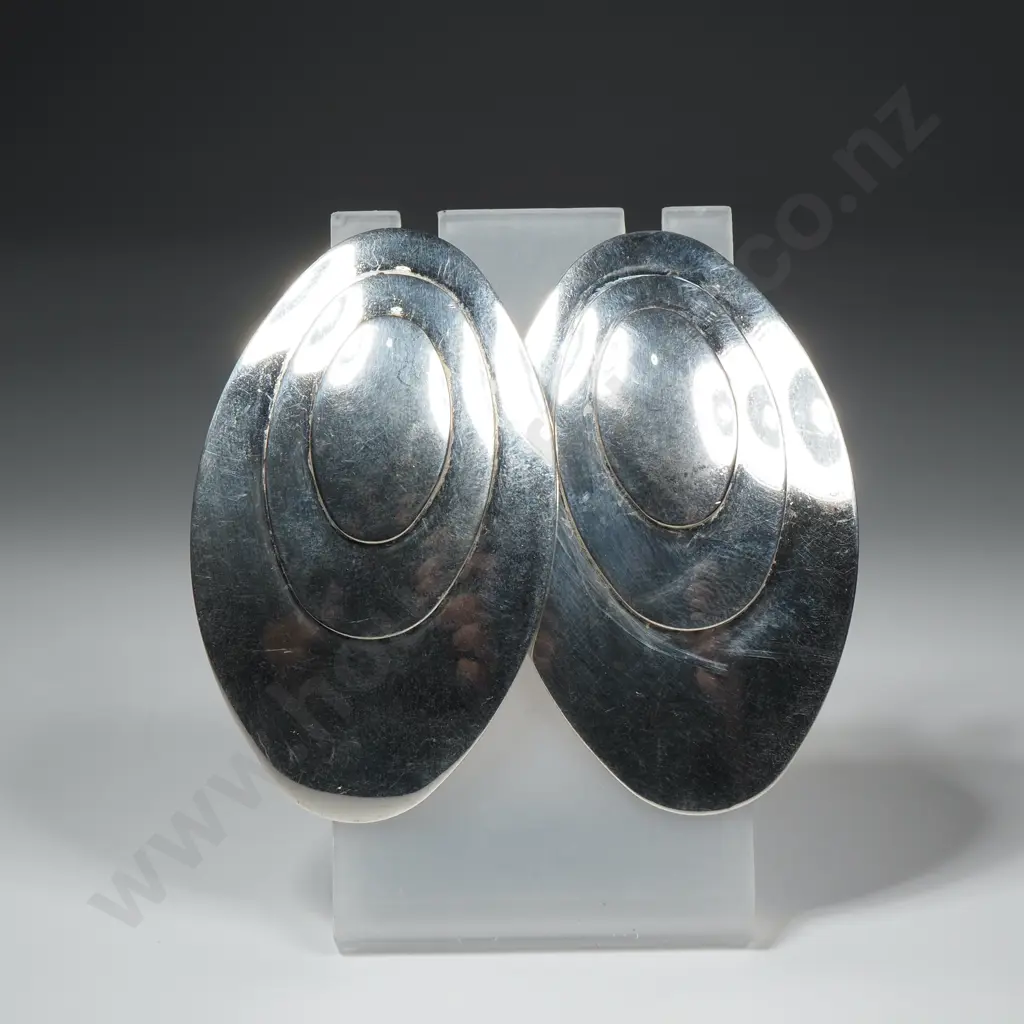 Huge Sterling Silver Oval Earrings Image 1++