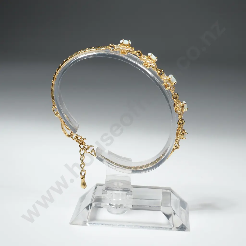 Crystal Opal & CZ Cluster Bracelet Gold Plated Image 1++