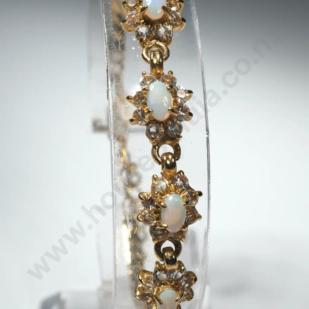 Crystal Opal & CZ Cluster Bracelet Gold Plated Image 1++