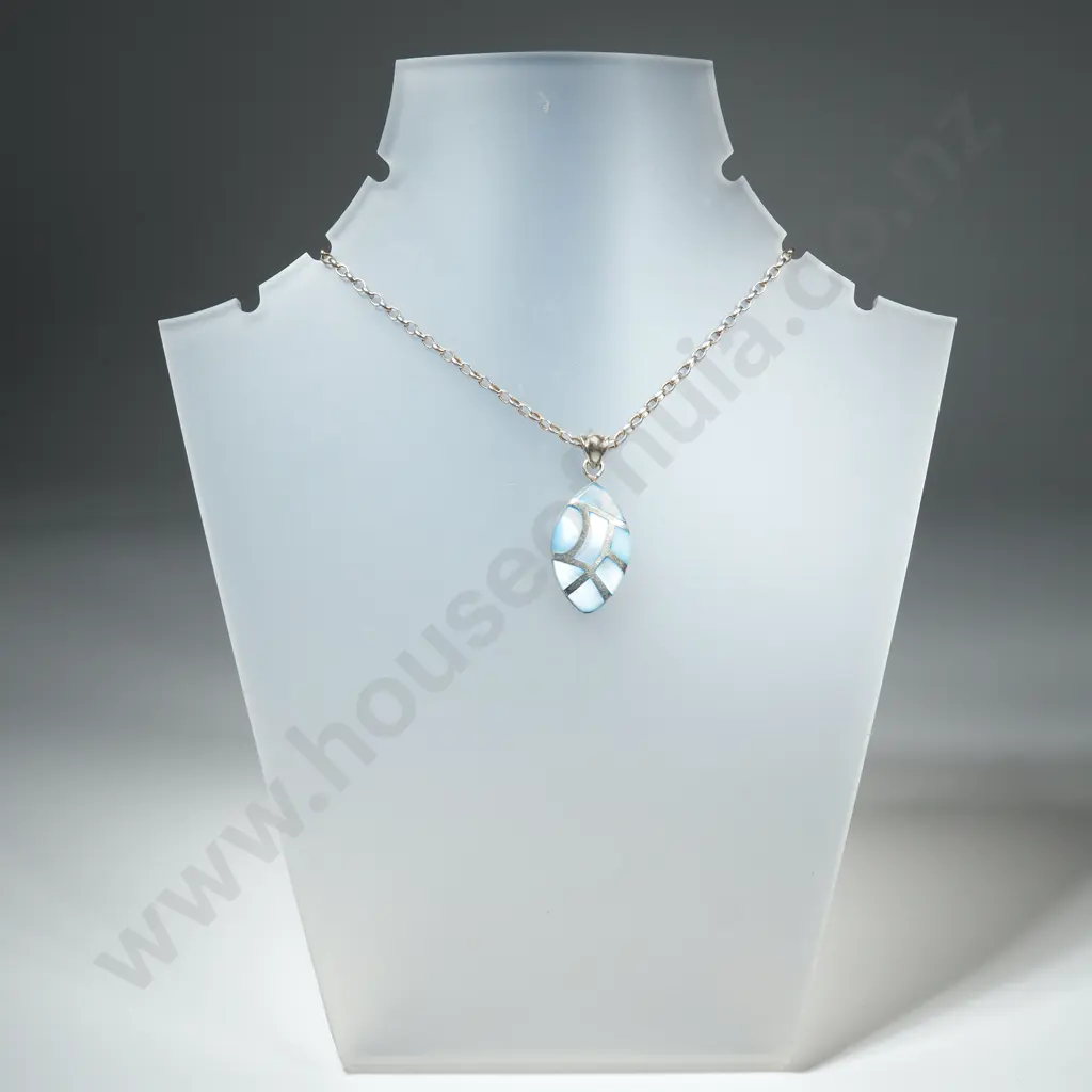 Modern Sterling Silver Enamel Set Pendant With Sterling Silver Chain Image 1++