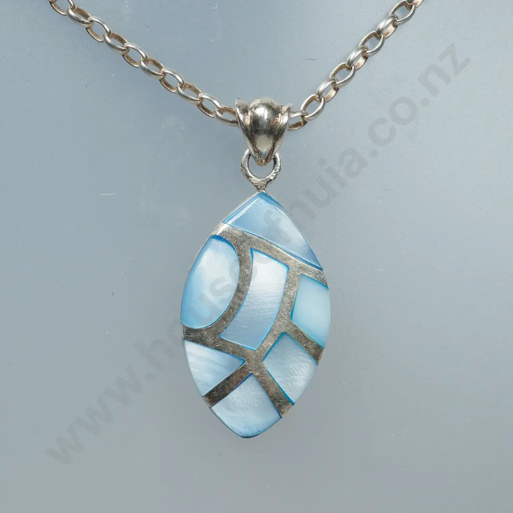 Modern Sterling Silver Enamel Set Pendant With Sterling Silver Chain Image 1++