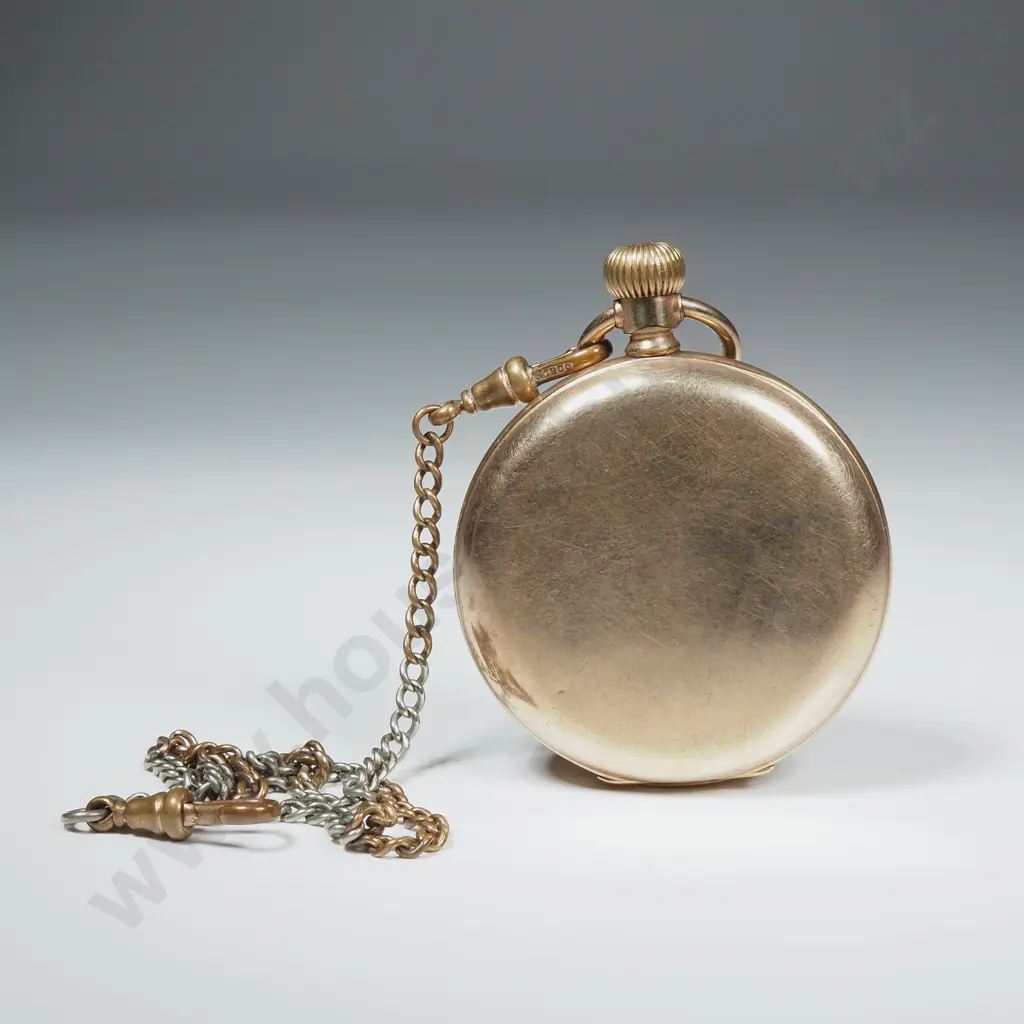 Rolled Gold Stewart Dawson & Co Retailed Pocket Watch on Rolled Gold Fob Chain Image 1++