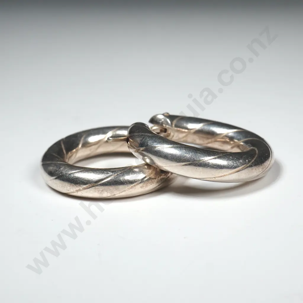 Modern Sterling Silver Hoop Earrings Image 1++