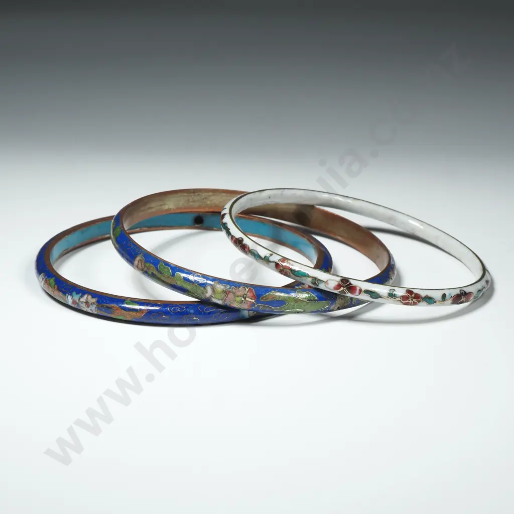 Three Vintage Cloisonné Bangles Image 1++