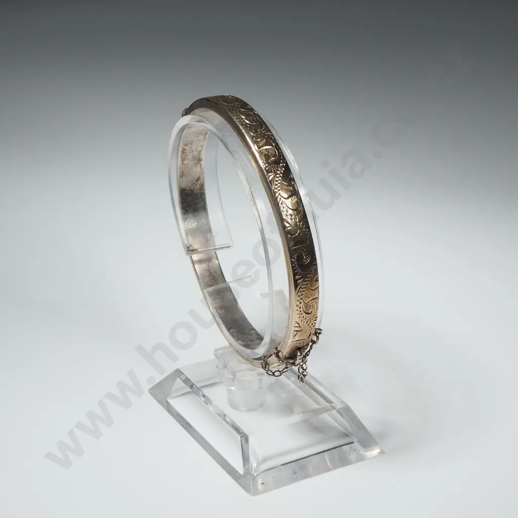 Modern 9ct Gold Silver Lined Snap Bangle Image 1++