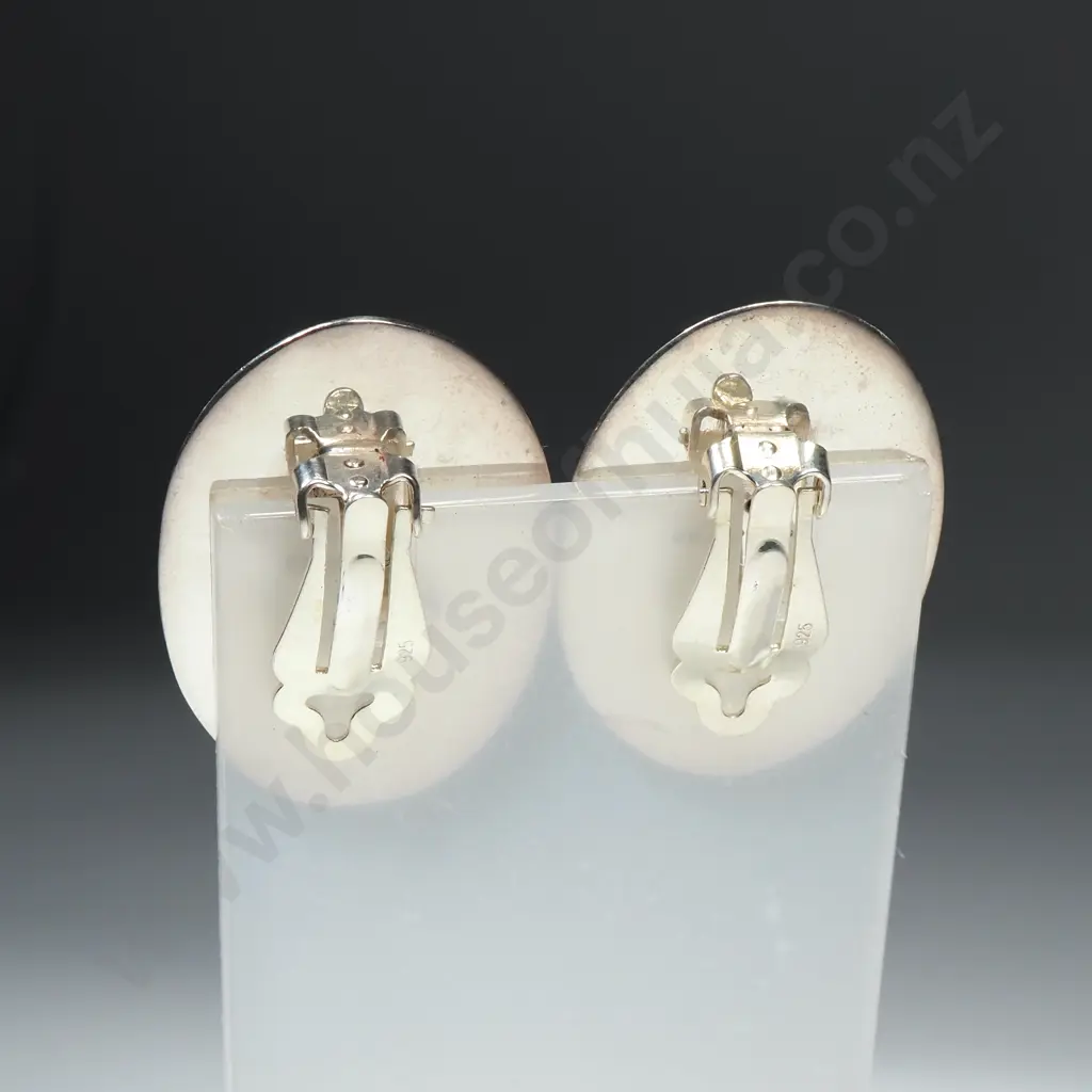 Sterling Silver Oval Clip on Earrings Image 1++