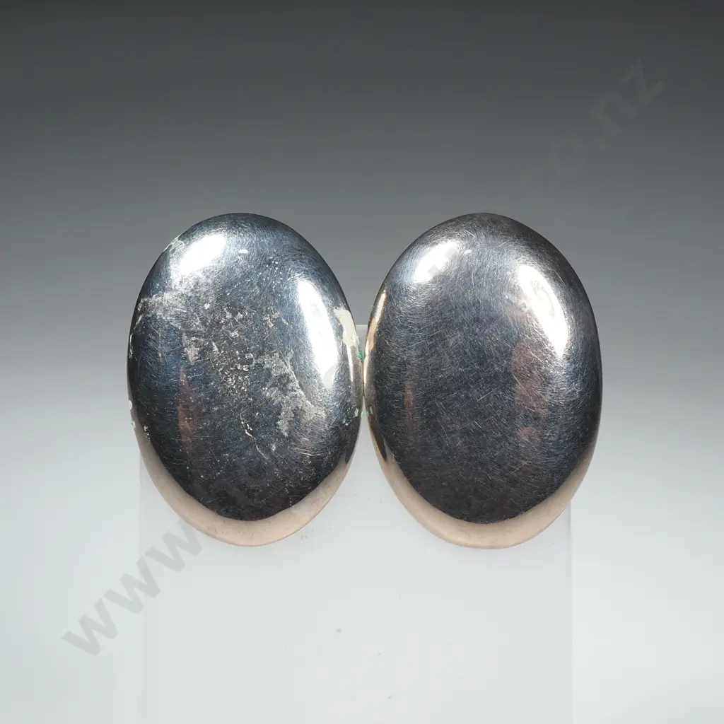 Sterling Silver Oval Clip on Earrings Image 1++
