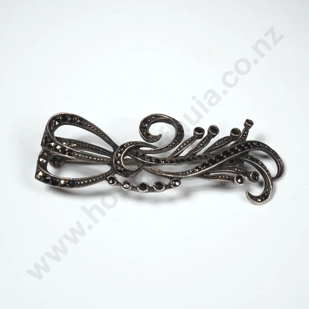 Sterling Silver Marcasite Brooch Image 1++