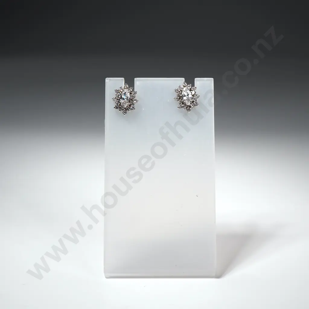 Modern Sterling Silver Stone Set Earrings Image 1++