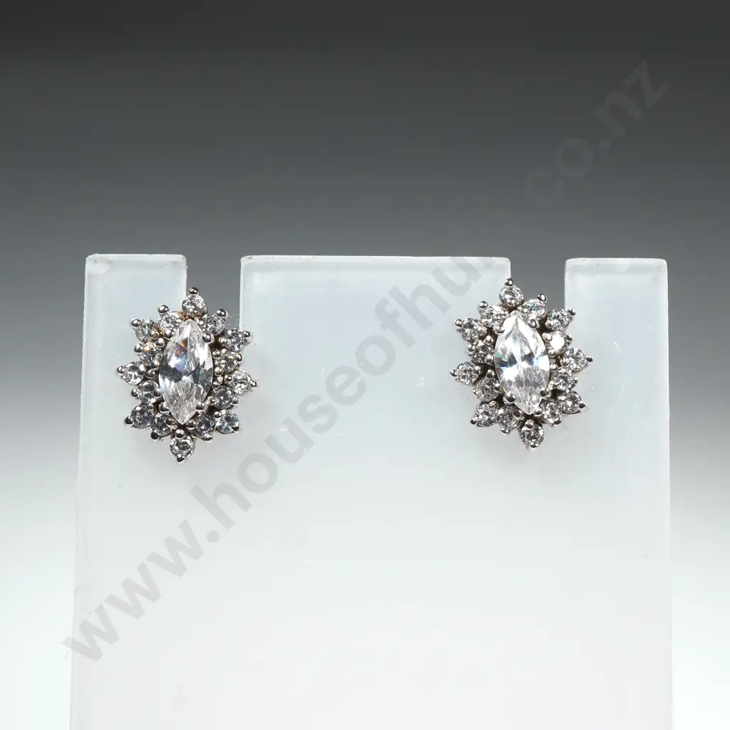 Modern Sterling Silver Stone Set Earrings Image 1++