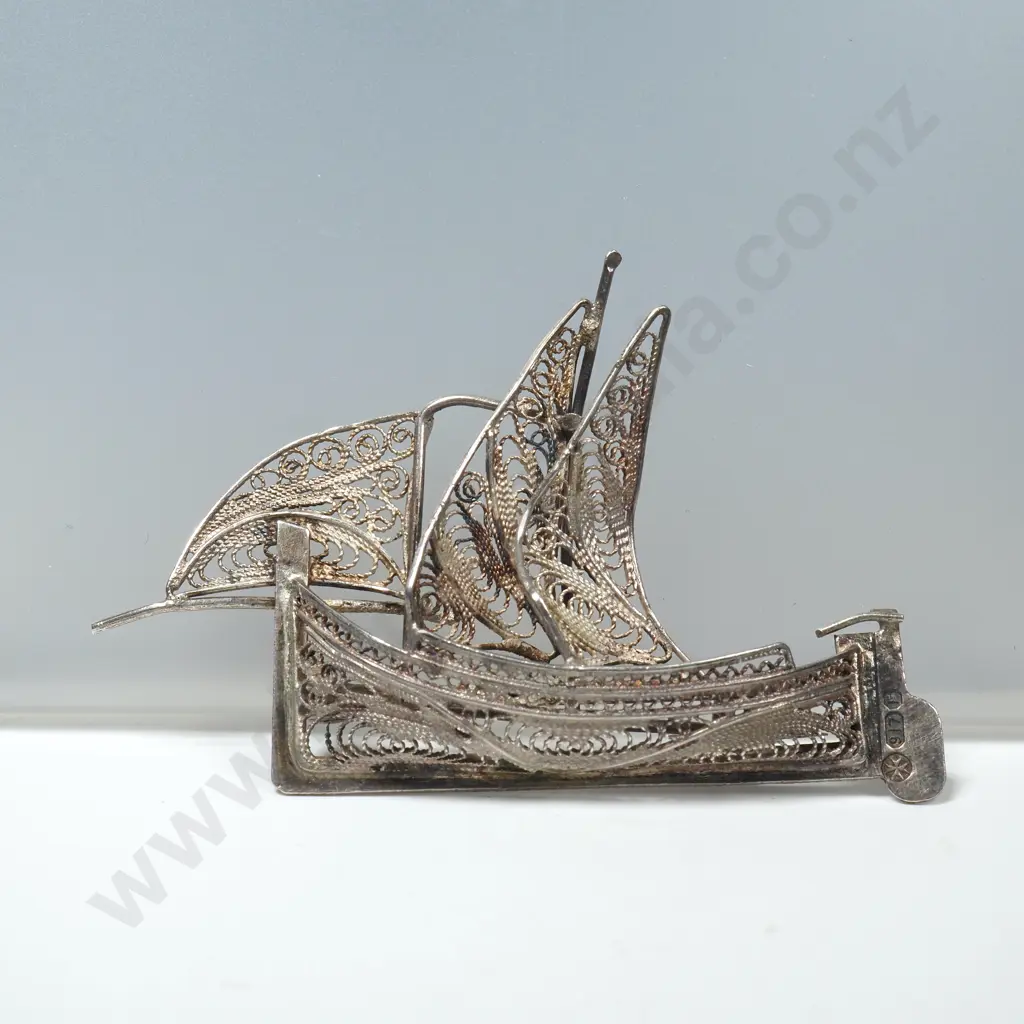 Sterling Silver Ship Brooch Image 1++