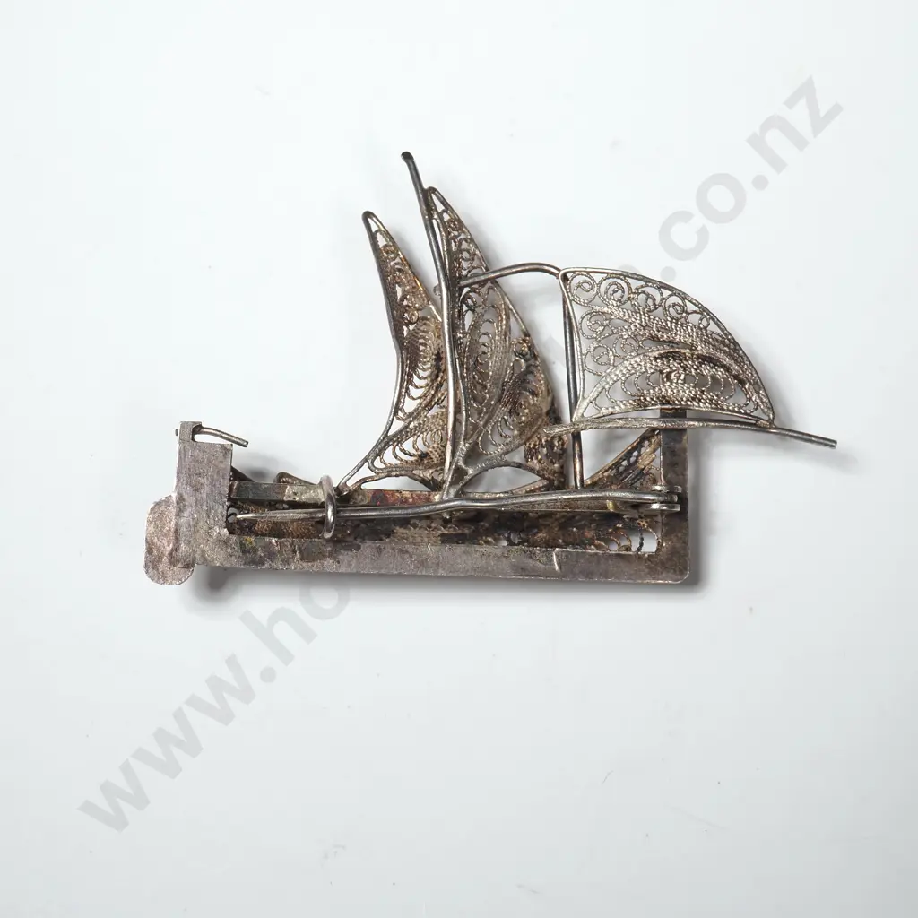 Sterling Silver Ship Brooch Image 1++