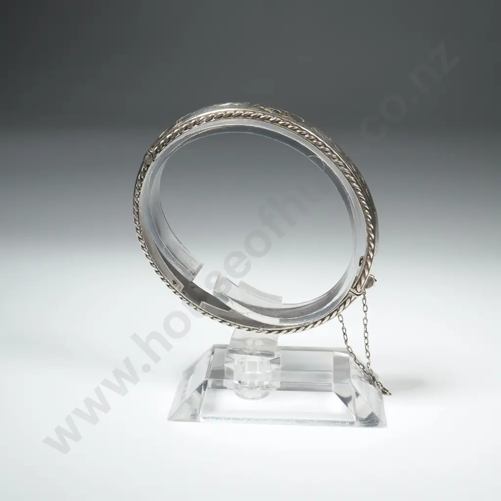 Vintage Sterling Silver Snap Bangle Image 1++