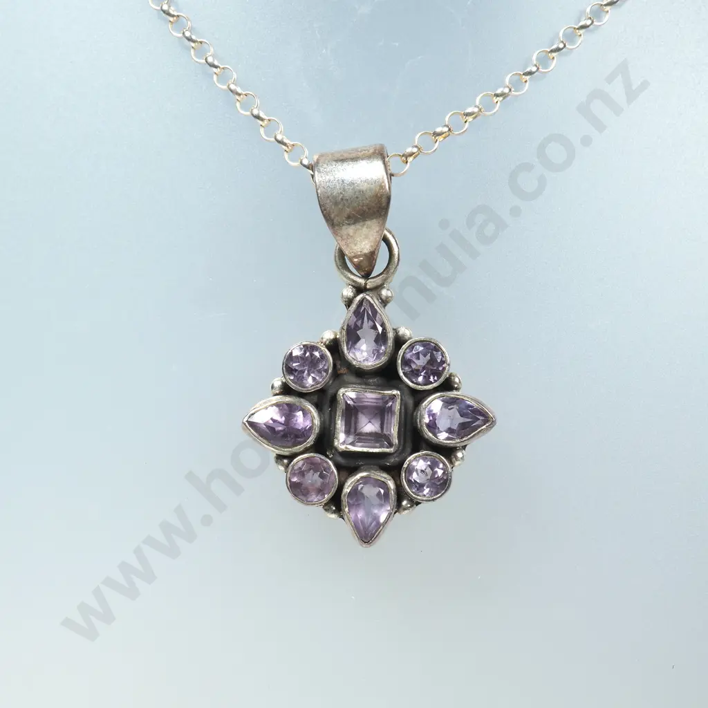 Sterling Silver Purple Stone Pendant Image 1++