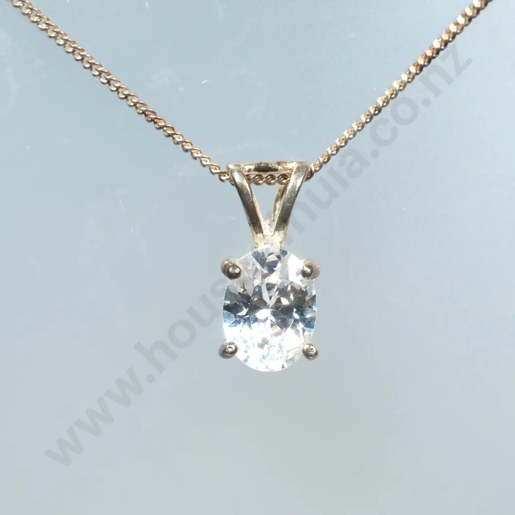 Modern Sterling Silver Stone Set Pendant With Sterling Silver Chain Image 1++