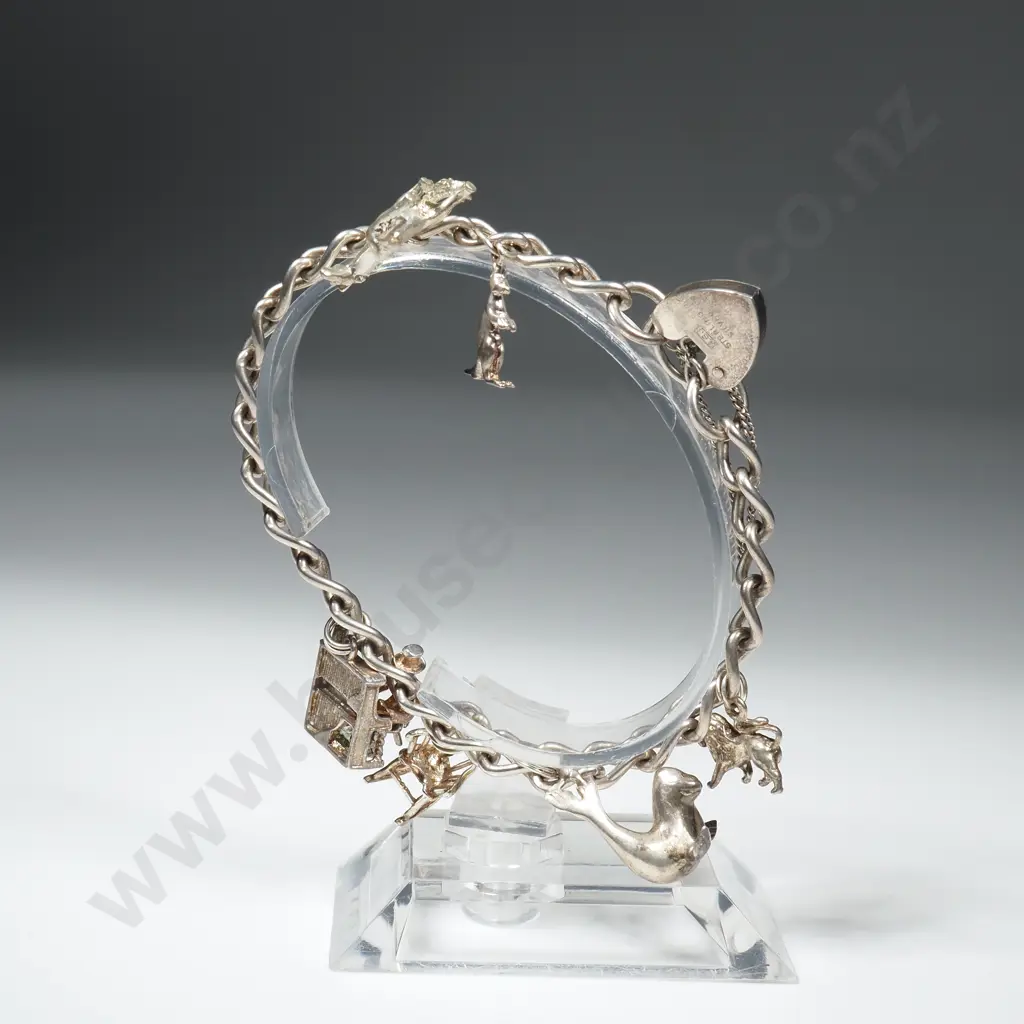 Sterling Silver Charm Bracelet with Vintage Charms Image 1++