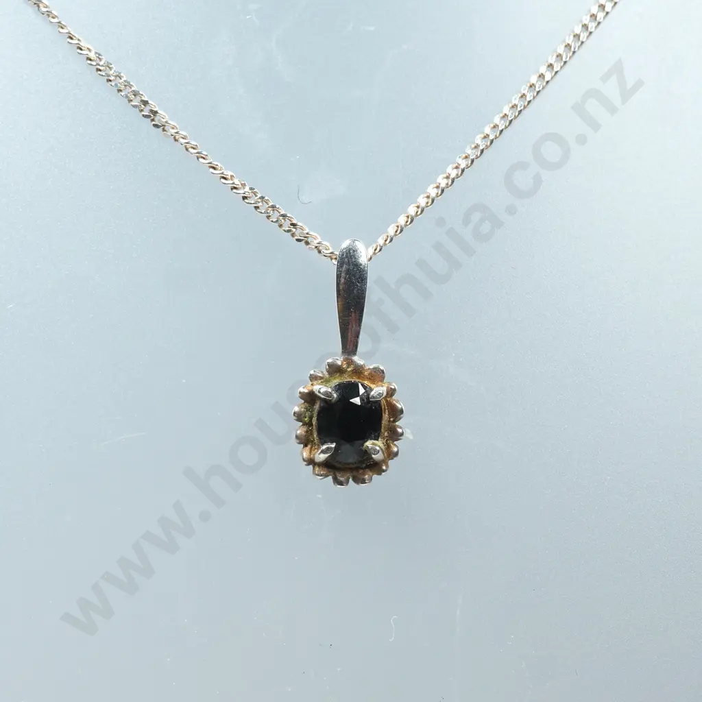 Sterling Silver & Blue Stone Pendant Image 1++