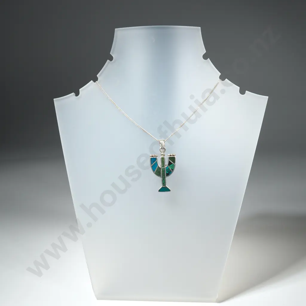 Modern Sterling Silver Enamel Set Pendant With Sterling Silver Chain Image 1++