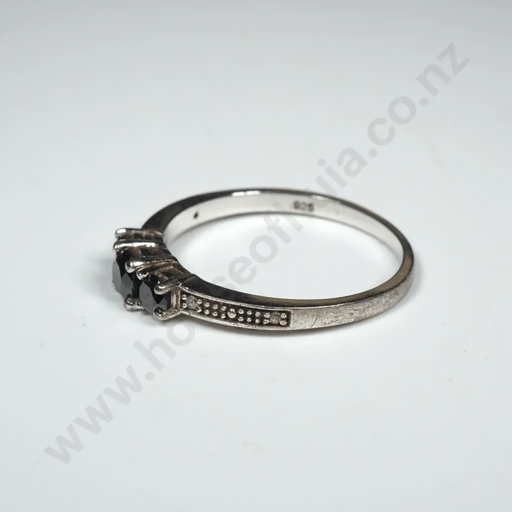 Modern Sterling Silver And Sapphire Ring Image 1++