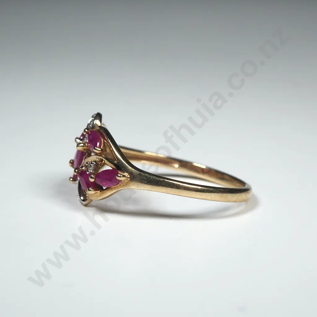 Modern 9ct Gold Ruby And Diamond Ring Image 1++