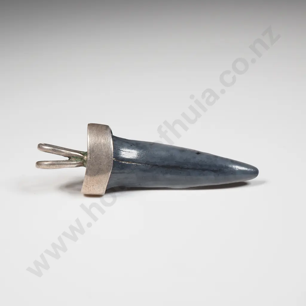 Silver Mounted Fossilised Chatham Islands Sharks Tooth Pendant Image 1++