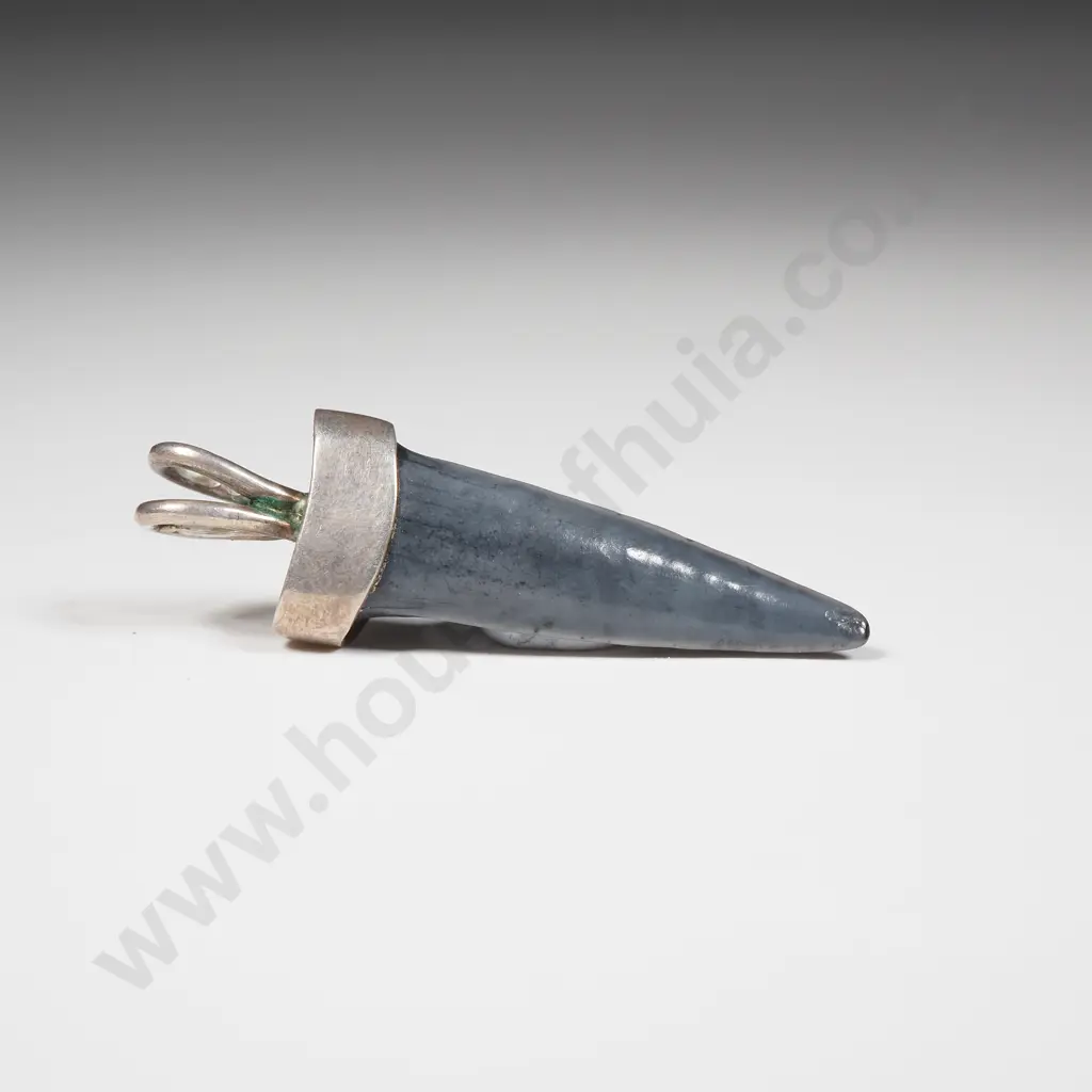 Silver Mounted Fossilised Chatham Islands Sharks Tooth Pendant Image 1++