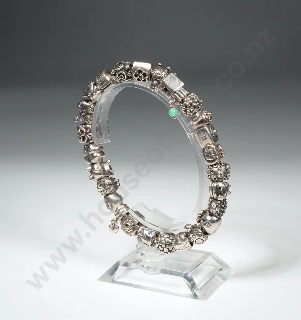 Heavy Sterling Silver Pandora Bracelet, 107.7 Grams Image 1++