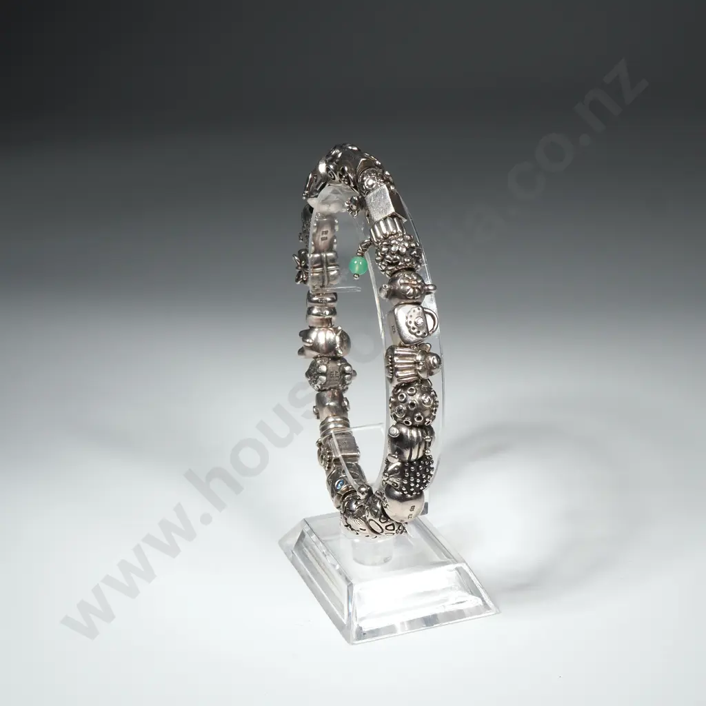 Heavy Sterling Silver Pandora Bracelet, 107.7 Grams Image 1++