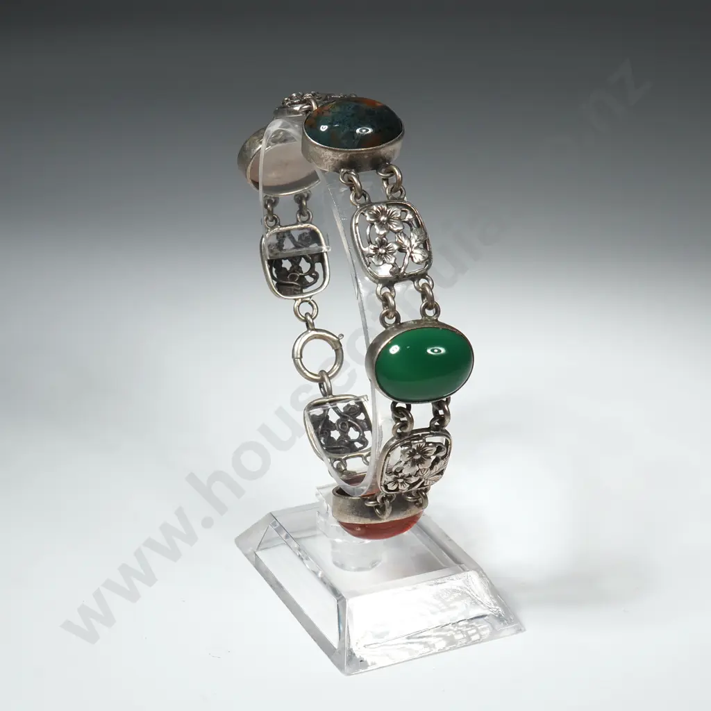 Sterling Silver Coloured Hardstone Bracelet Image 1++