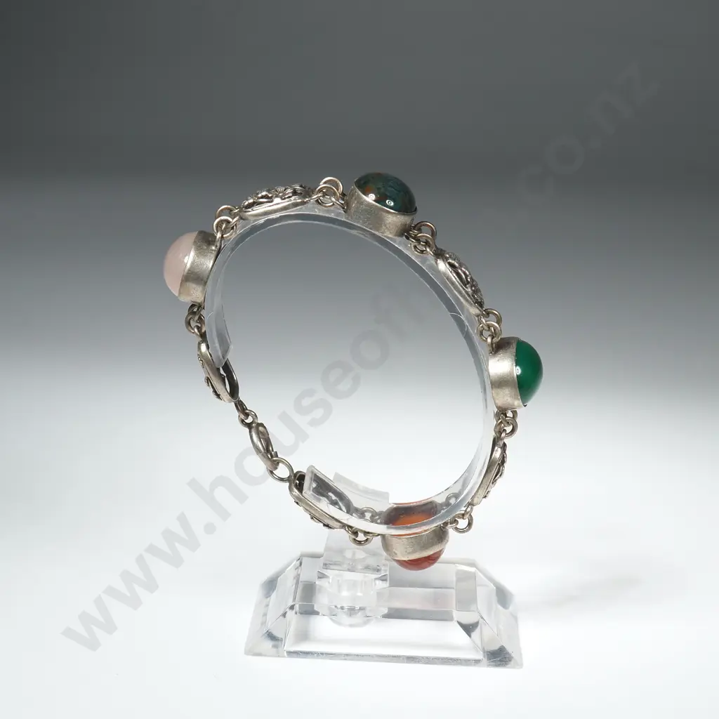 Sterling Silver Coloured Hardstone Bracelet Image 1++