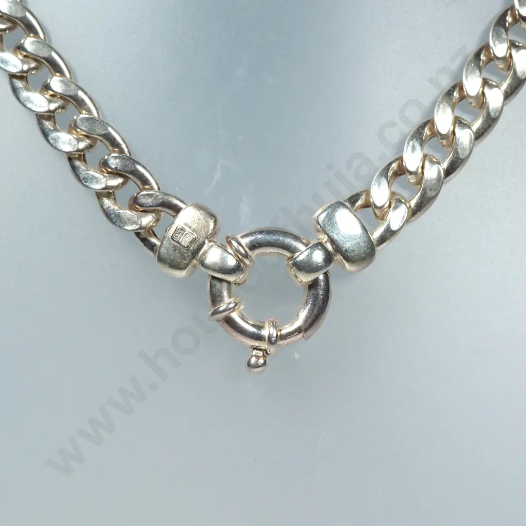 Modern Sterling Silver Flattened Link Chain Image 1++