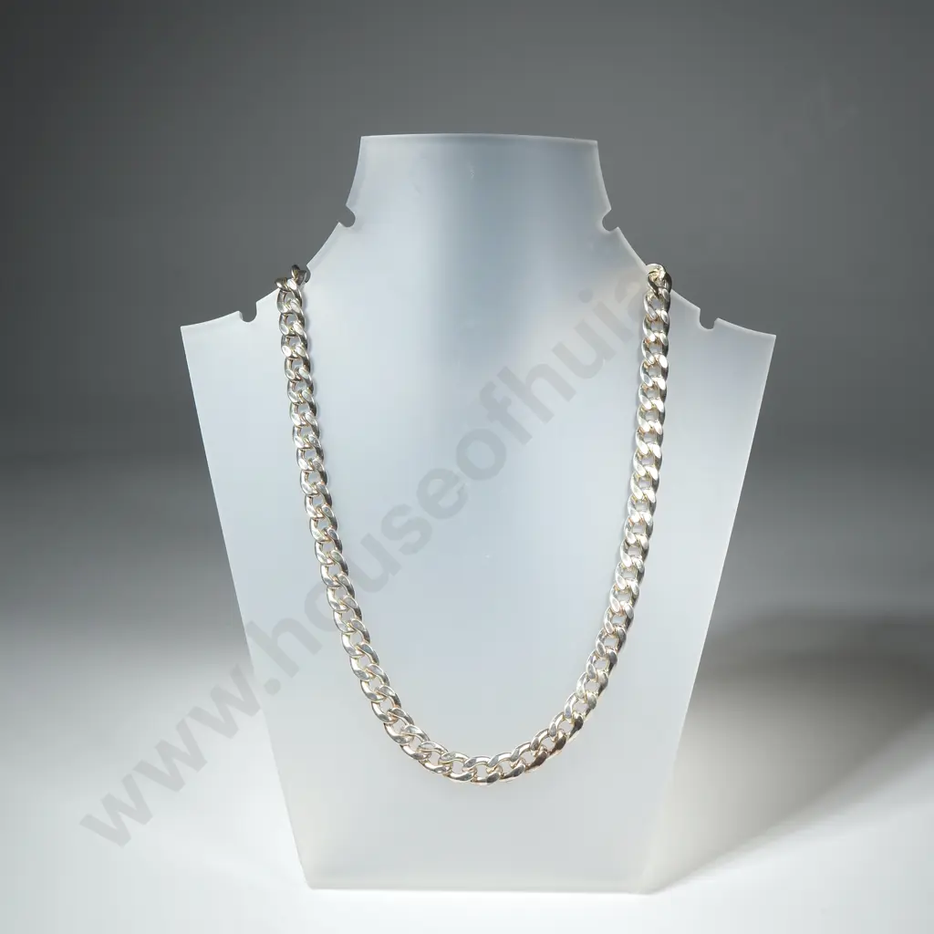 Modern Sterling Silver Flattened Link Chain Image 1++