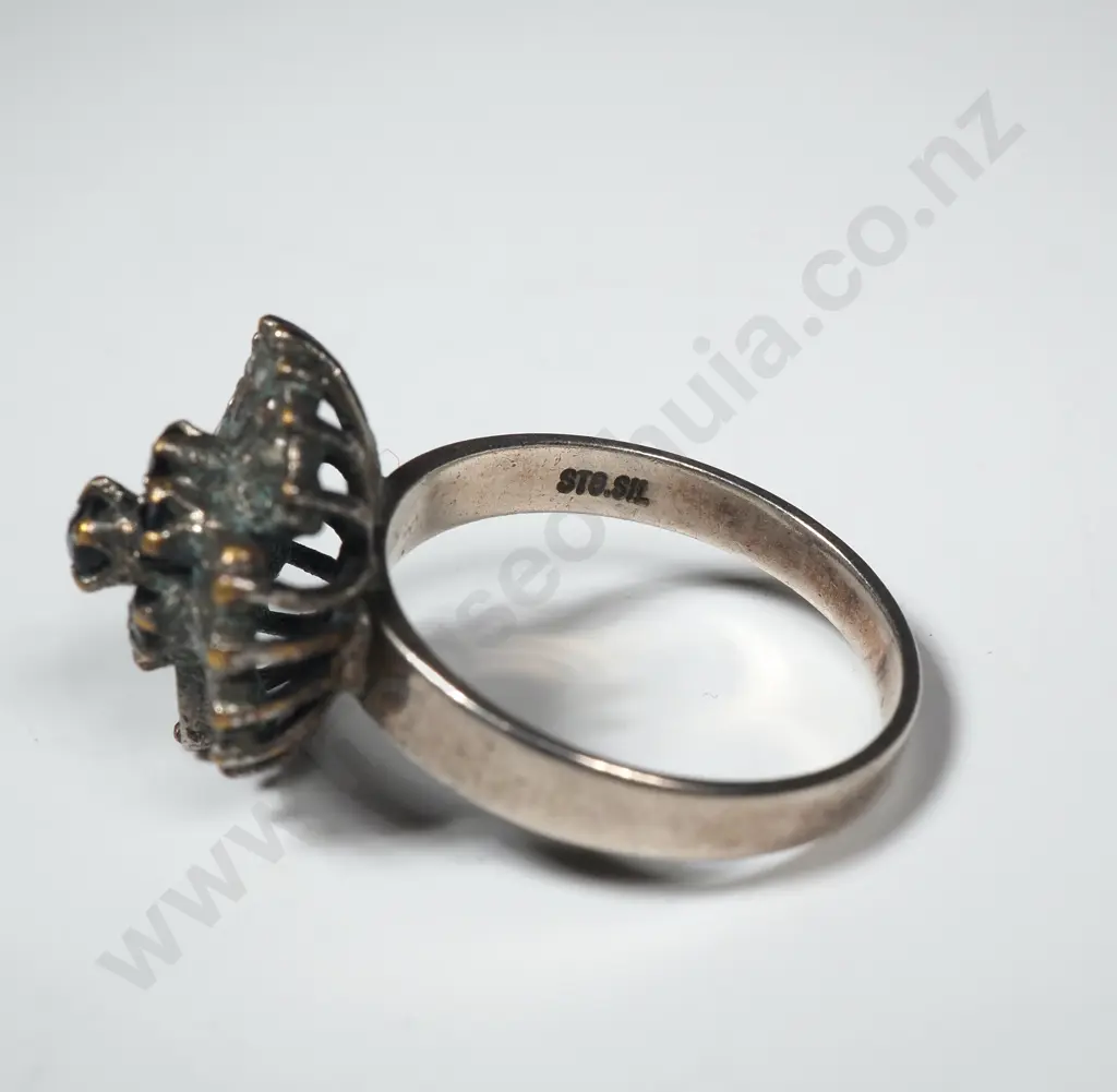 Vintage Sterling Silver And Sapphire Dress Ring Image 1++