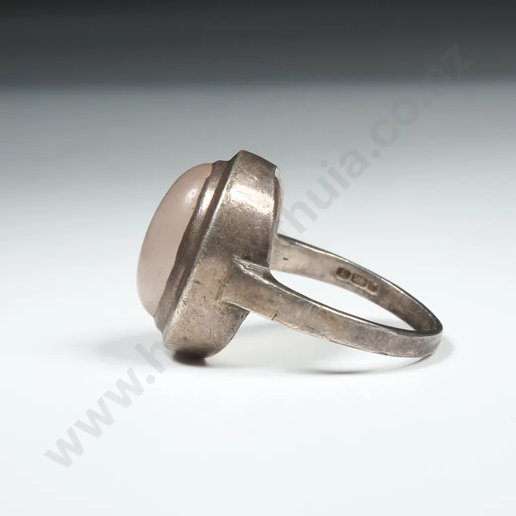 Modern Sterling Silver And Pink Quartz Ring Image 1++