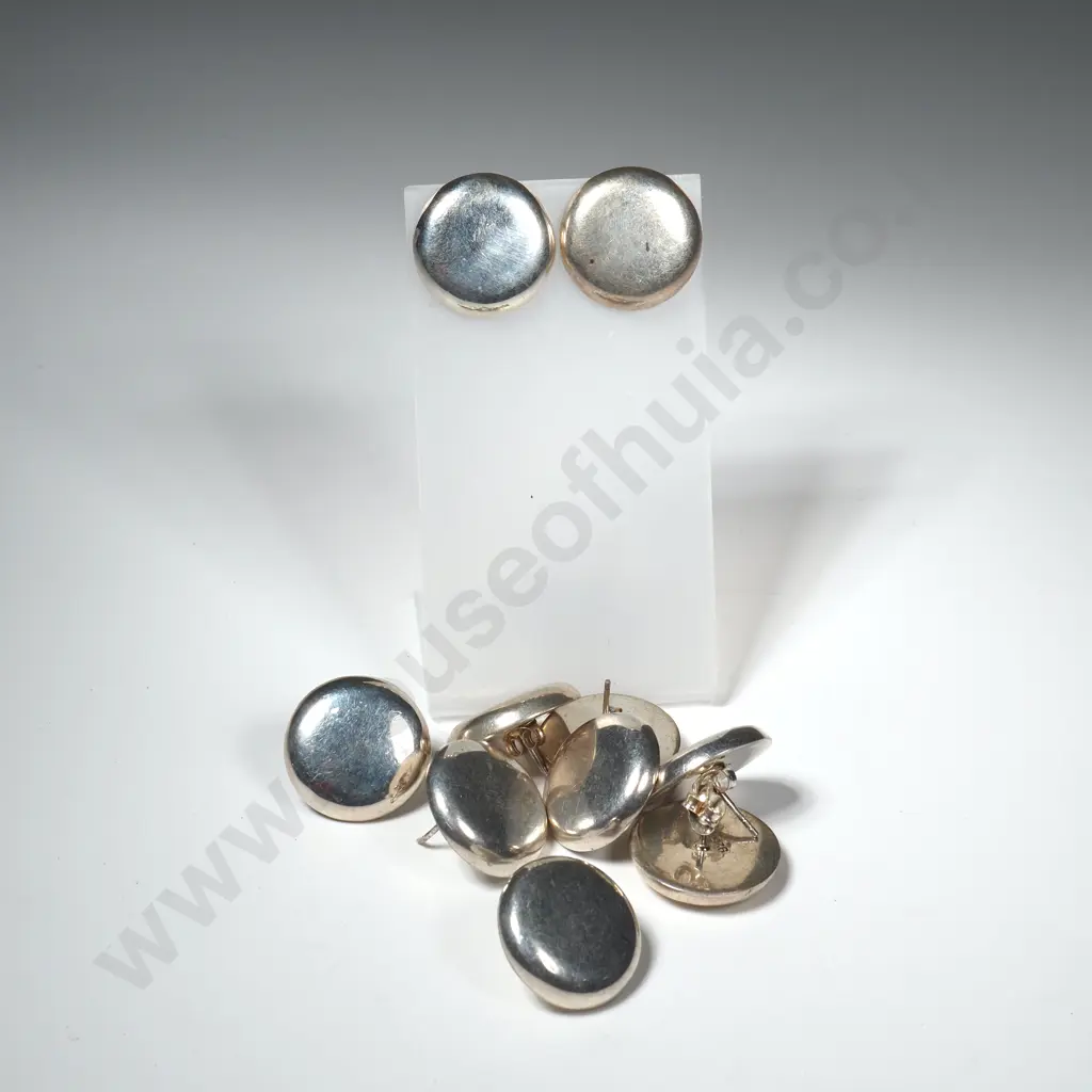 Five Pairs of Sterling Silver Round Earrings Image 1++