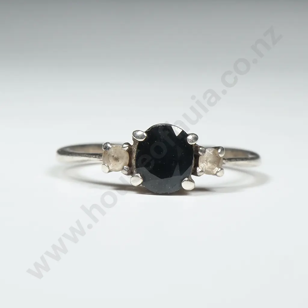 Modern Sterling Silver And Sapphire Dress Ring Image 1++