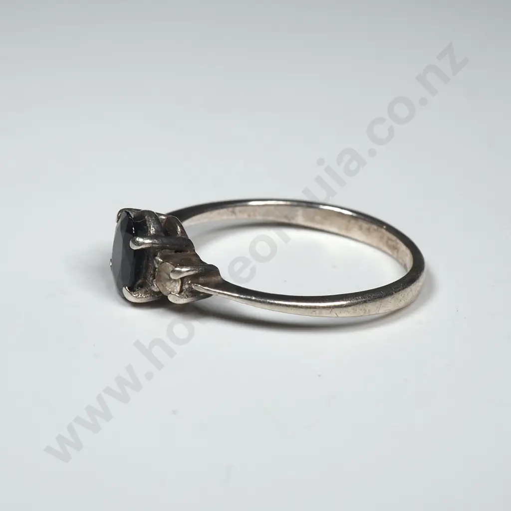 Modern Sterling Silver And Sapphire Dress Ring Image 1++