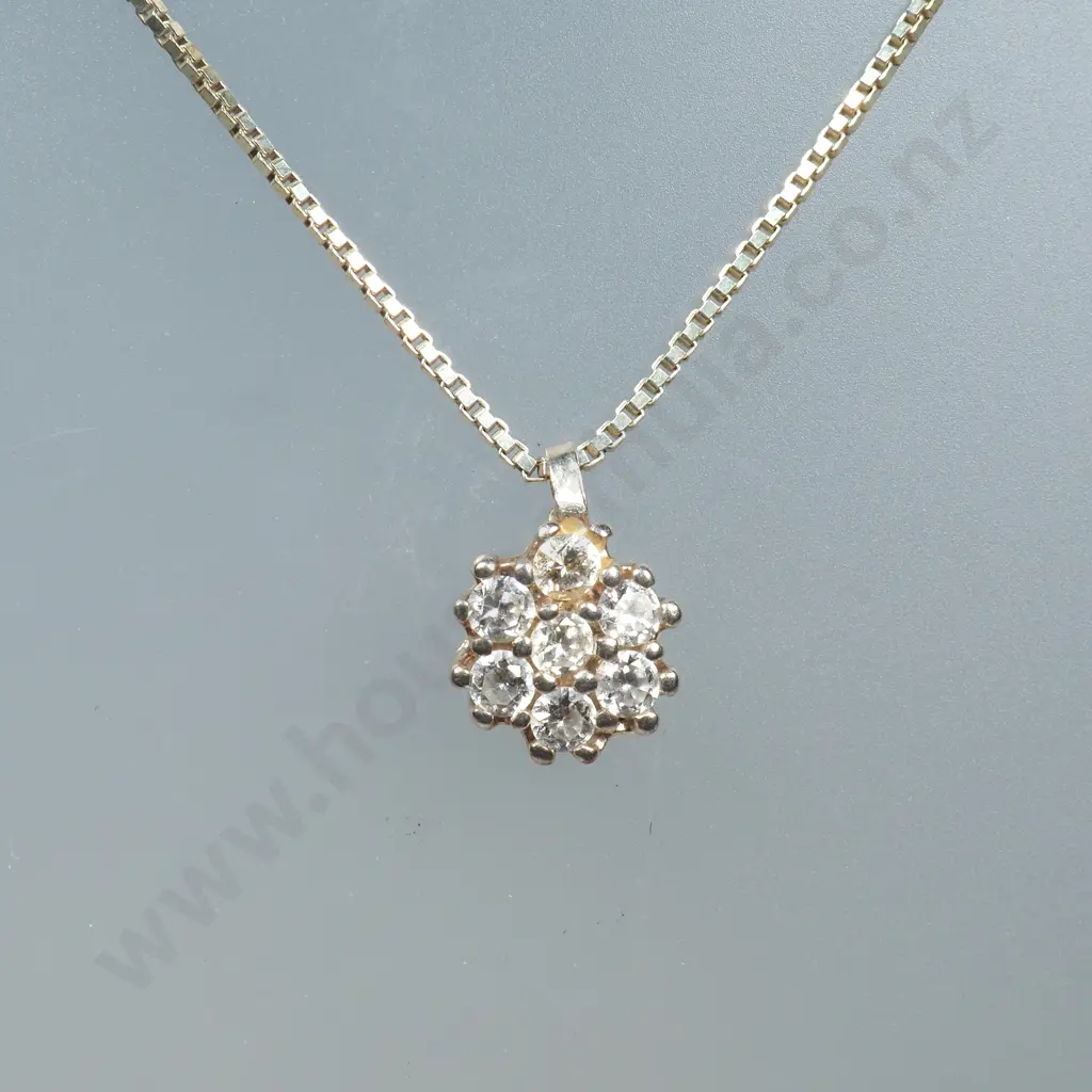 Modern Sterling Silver Stone Set Pendant With Sterling Silver Chain Image 1++