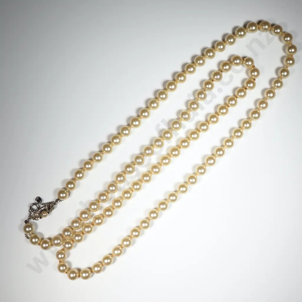 Strand of Faux Pearls on Sterling Silver Clasp Image 1++
