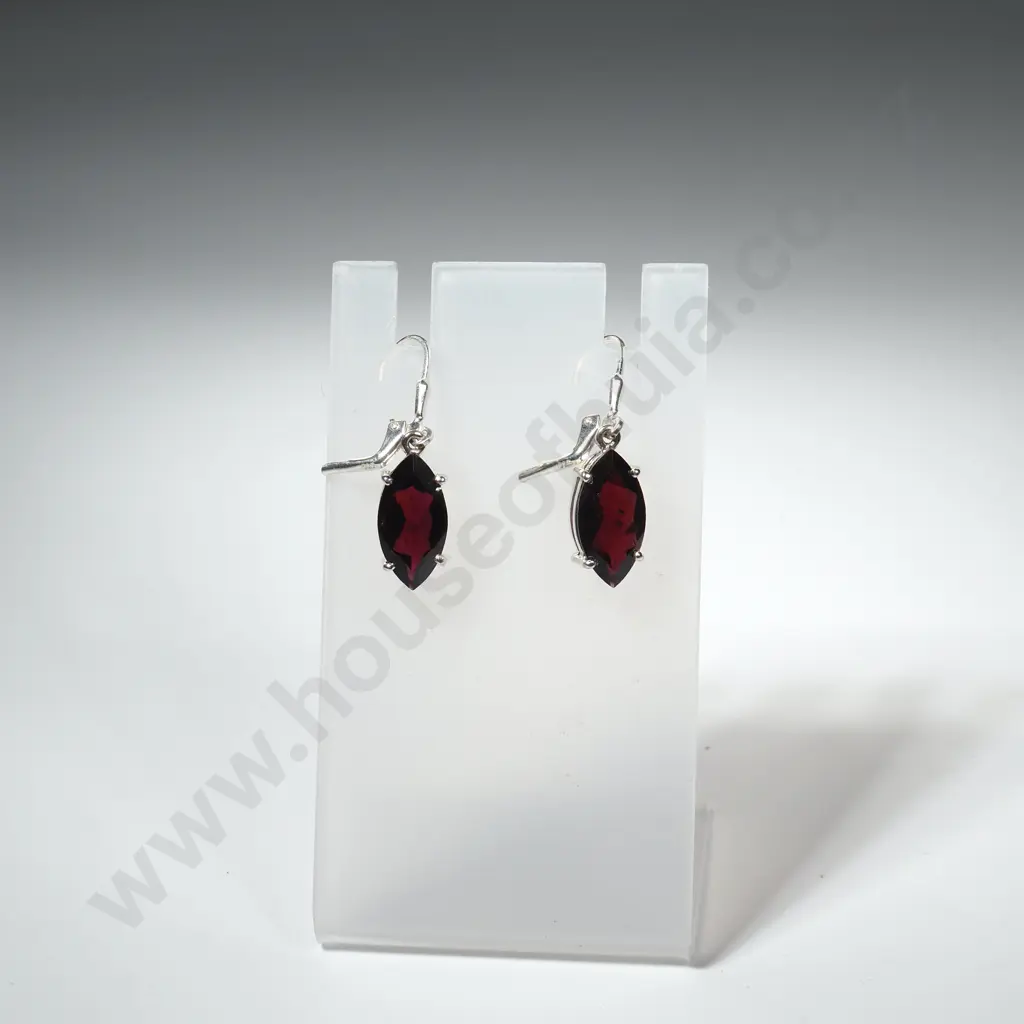 Sterling Silver Garnet Earrings Image 1++