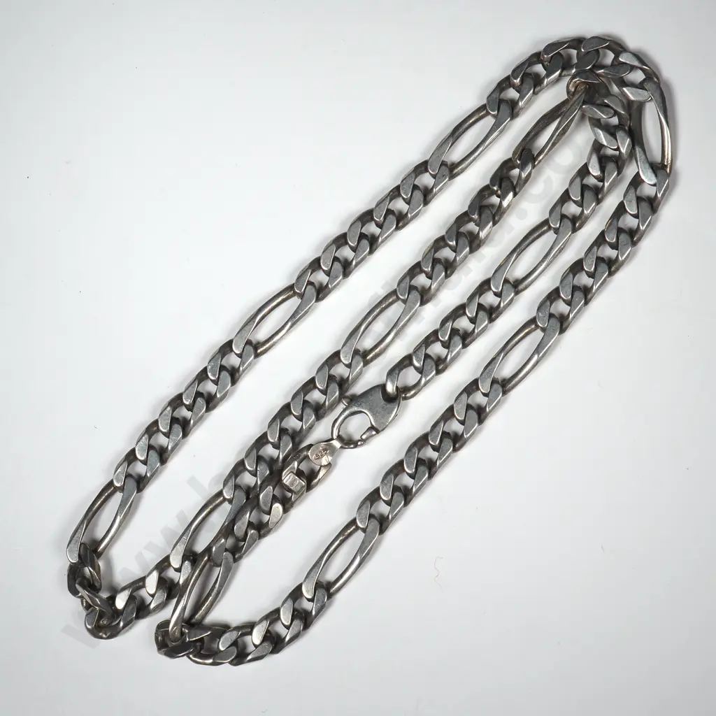 Substantial Sterling Silver Figaro Necklace Image 1++