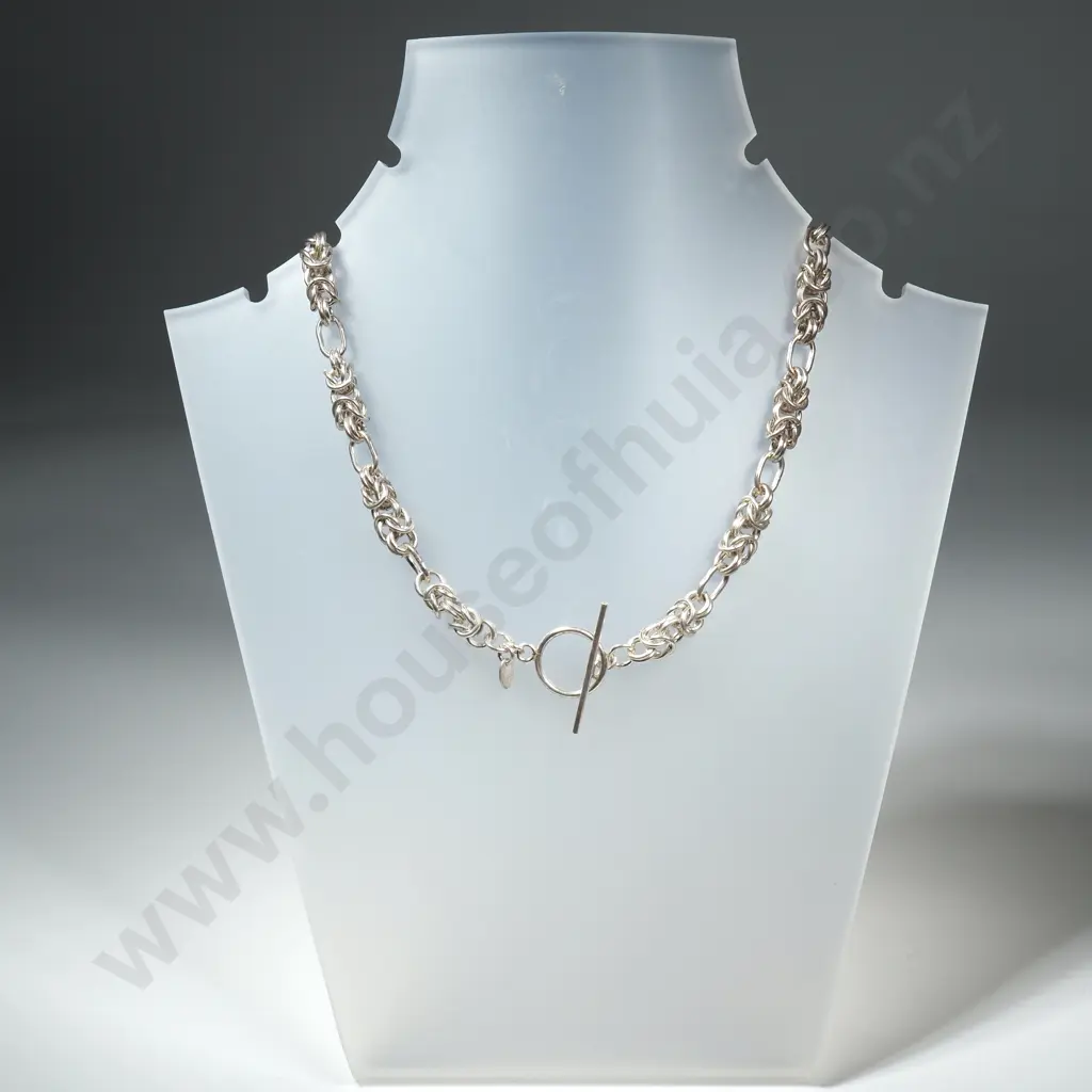 Sterling Silver Byzantine Link Necklace Image 1++