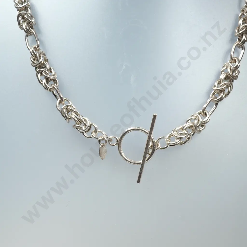 Sterling Silver Byzantine Link Necklace Image 1++
