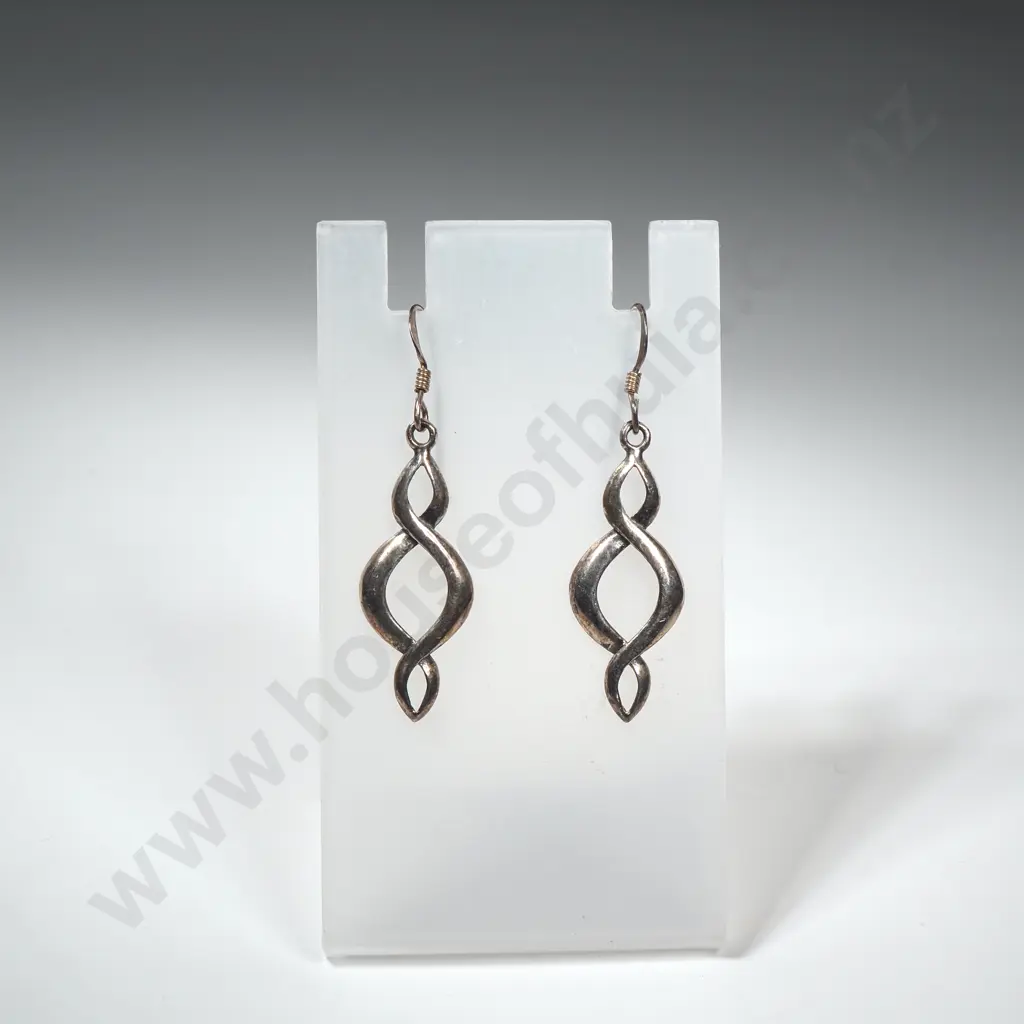 Modern Sterling Silver Twist Earrings Image 1++