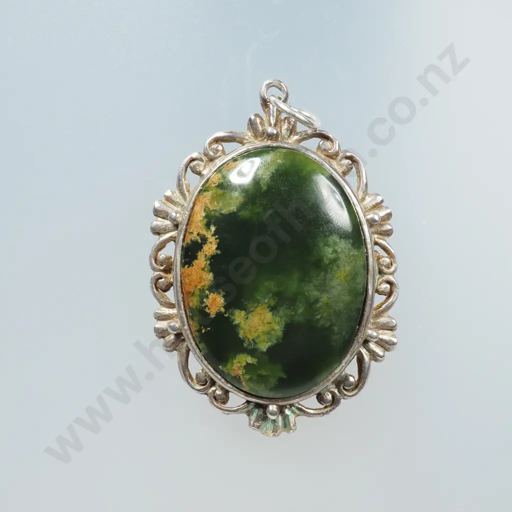 Mossy Agate & Silver Pendant Image 1++