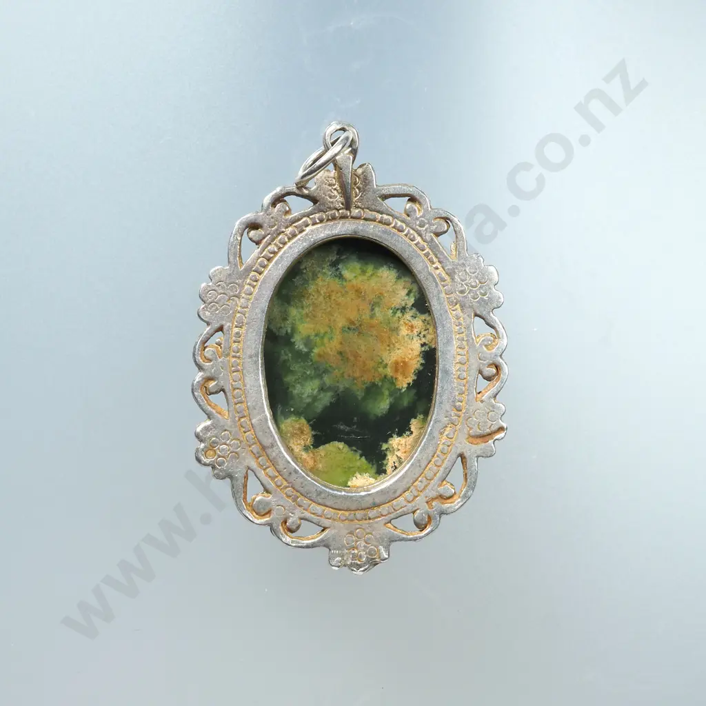 Mossy Agate & Silver Pendant Image 1++